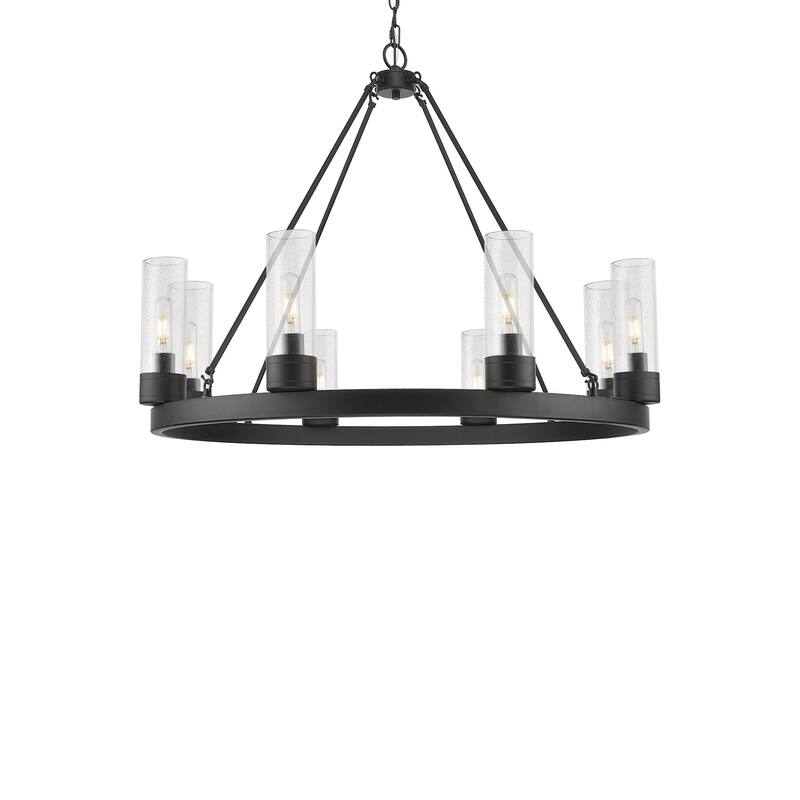 Innovations Lighting 617-8CR-28-36-8 Boreas Chandelier Boreas 8 Light - Matte Black / Seedy