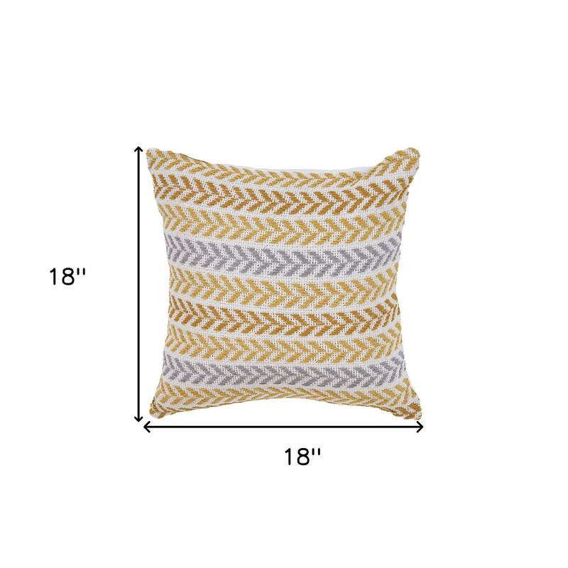 HomeRoots Set of Four 18" X 18" Orange Beach Chevron Cotton Zippered Pillow