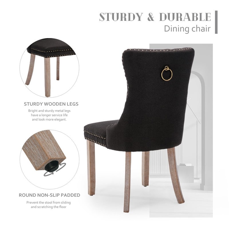 Tufted Naliheads Solid Wood Upholstered Dining Chairs (Set of 2)