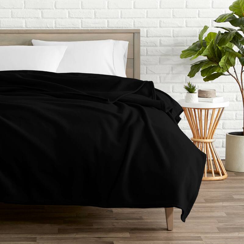 Bare Home Lightweight Polar Fleece Blanket - Full/Queen - Black