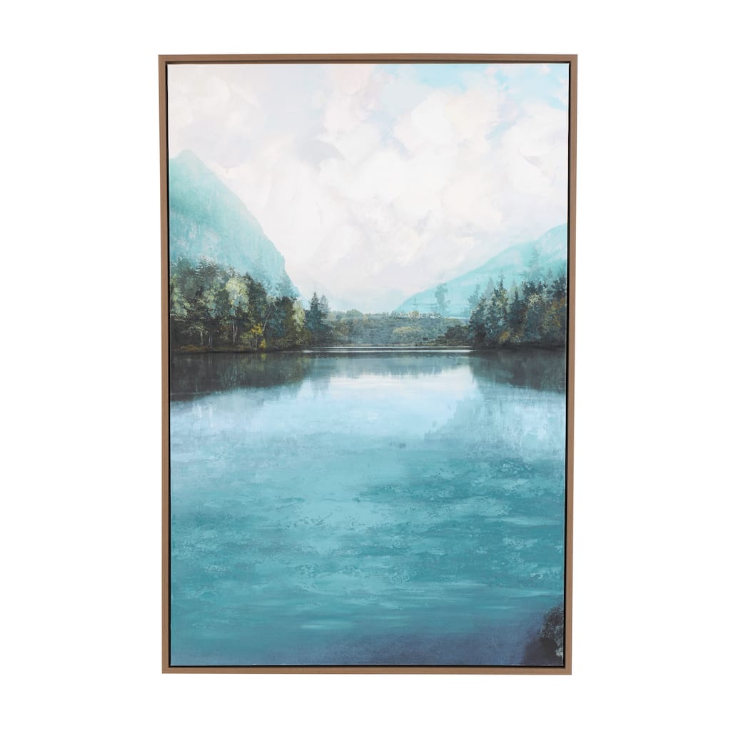 Canvas Landscape Lake Framed Wall Art - Blue - Roche River Decor