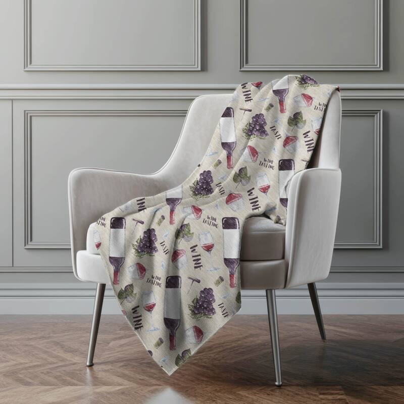 Premium Machine Washable ASB169 Wine Party Sherpa Throw Blanket
