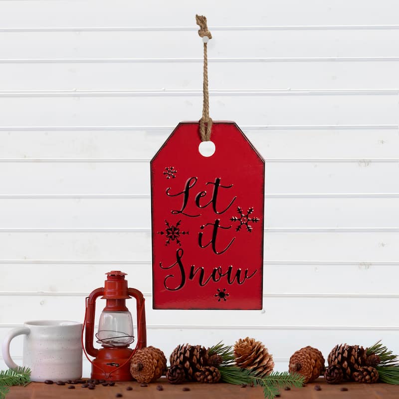 Let It Snow Metal Christmas Wall Sign - 12"