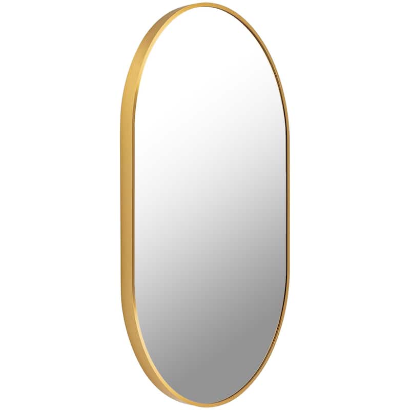 Livabliss Aranya Modern Aluminum Oval Pill-Shaped Accent Mirror