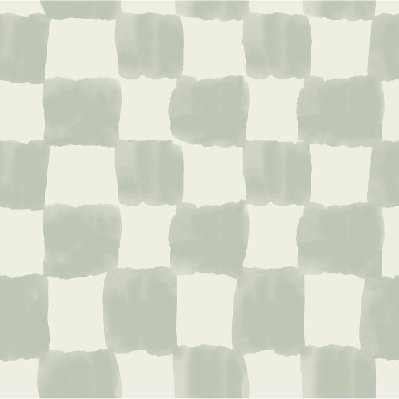 RoomMates Tess Watercolor Checker Sage Green Peel and Stick Wallpaper