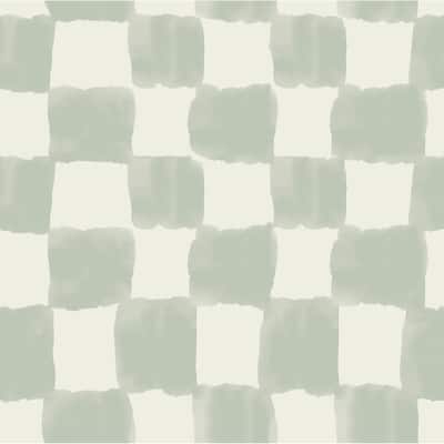 RoomMates Tess Watercolor Checker Sage Green Peel and Stick Wallpaper