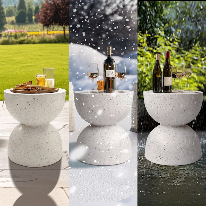 Lightweight Concrete Side Table with Speckled Design End Table Indoor Outdoor