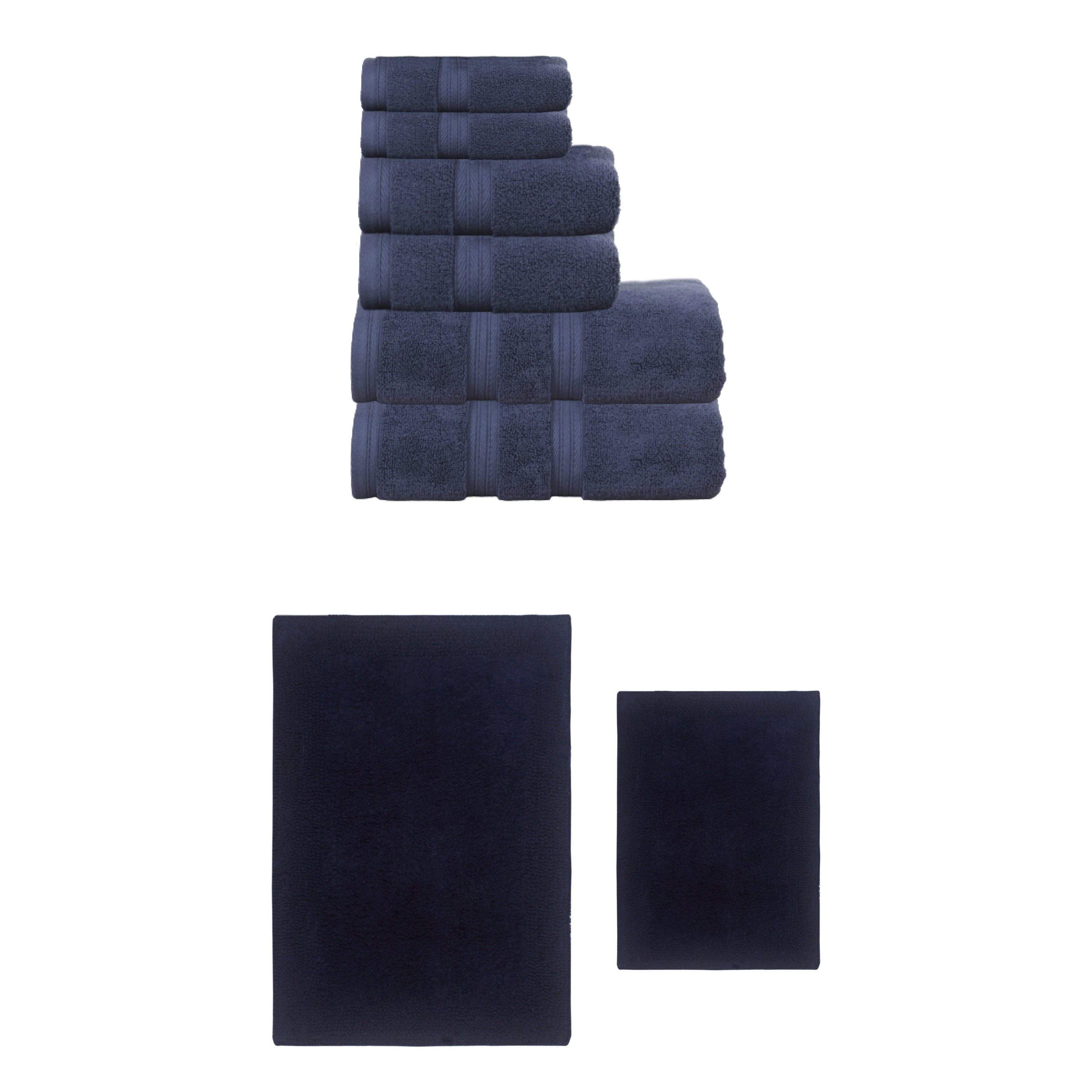 Home Weavers Luxury Collection 100% Soft Cotton Super Absorbent 6 Pc Towel Set & 2 Pc Bath Rug Set, Machine Wash (Set of 8)