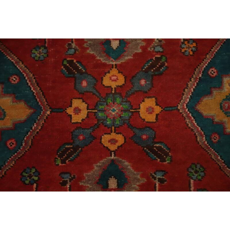 Hand Knotted Oriental 100% Wool Carpet Traditional Geometric Oranges & Rust Tabriz Runner Rug - 13' 3'' X 3' 3''