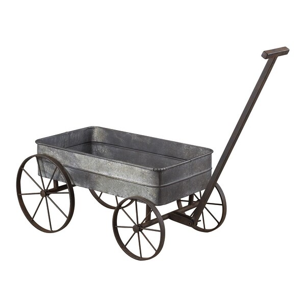Elk Home 51-10016 42" Wide Metal Cart Planter with Handle - Aluminum / Black