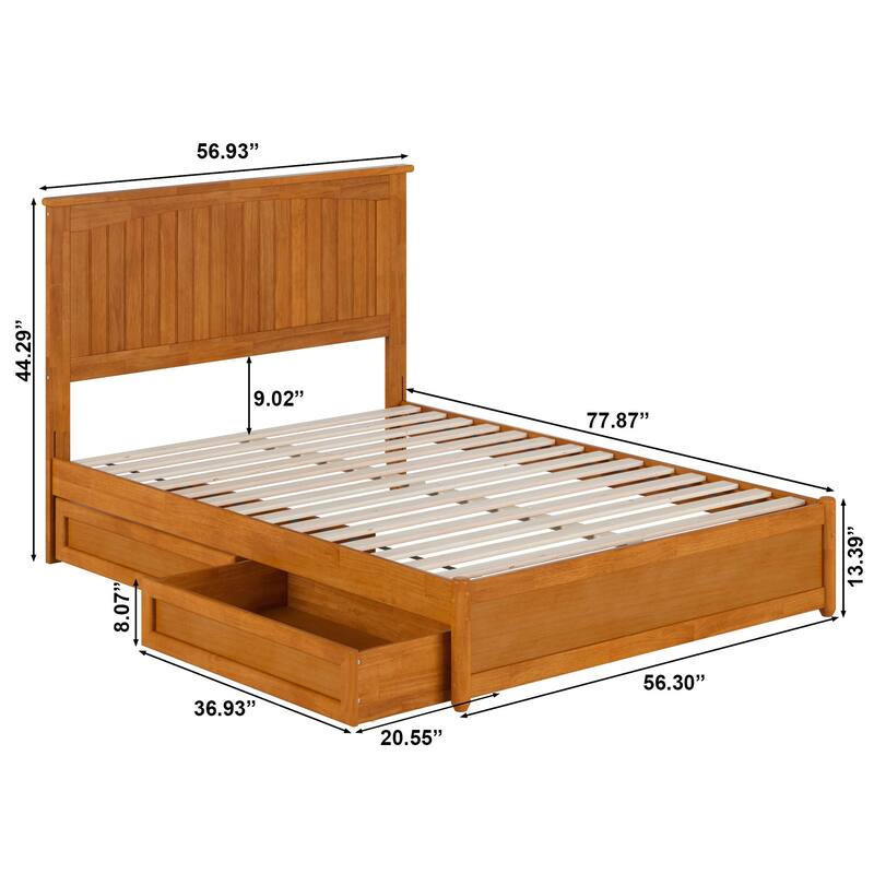Malta Platform Bed with Panel Footboard and Storage Drawers