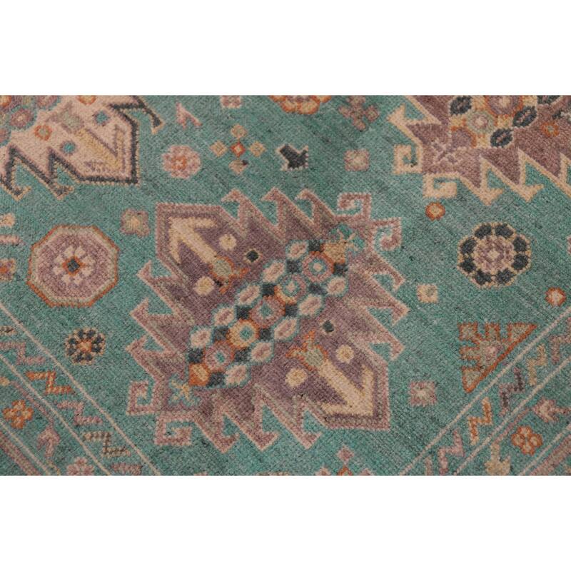 Bohemian Kazak Anaya Green/Green Wool Rug - 7'9'' x 10'1''