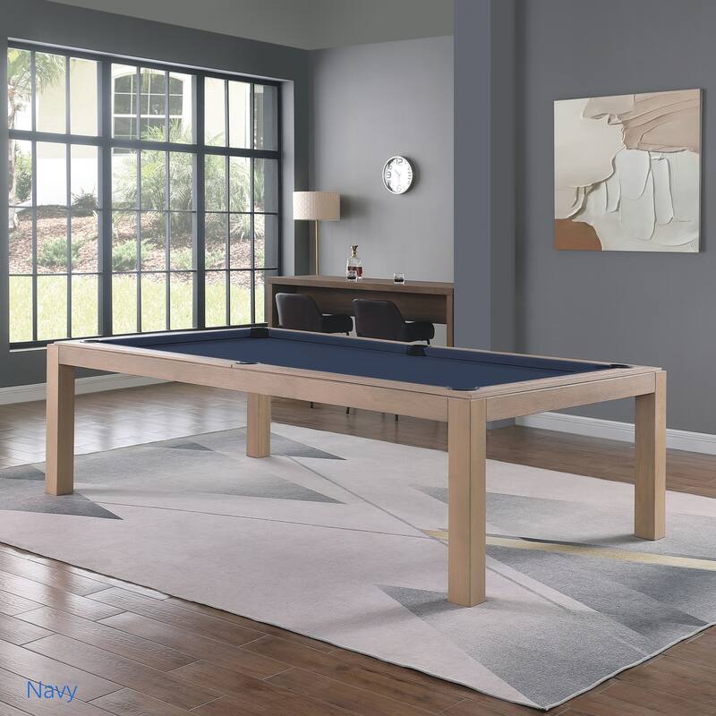 Olivia Driftwood Ash 7ft Billiard Slate Pool Table with Dining TOP - Brown/Blue