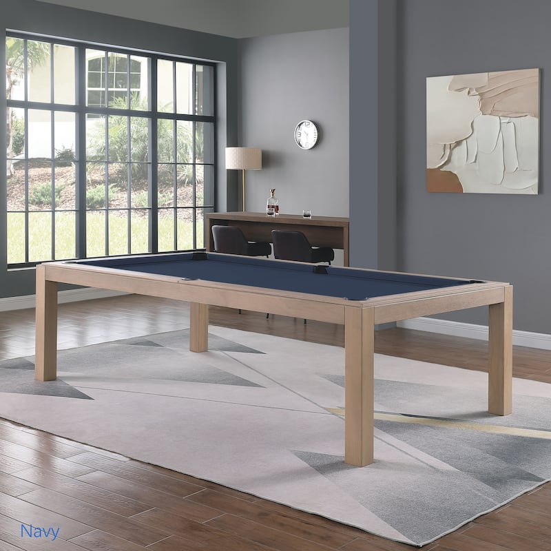 Olivia 8ft Driftwood Ash Billiard Slate Pool Table with Dining Top - Brown/Blue
