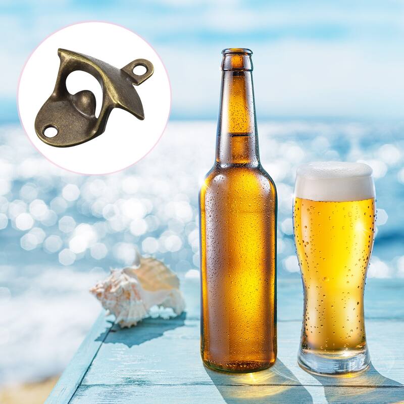8pcs Wall Mounted Cast Iron Beer Bottle Opener Kitchen Bars Tools, Bronze