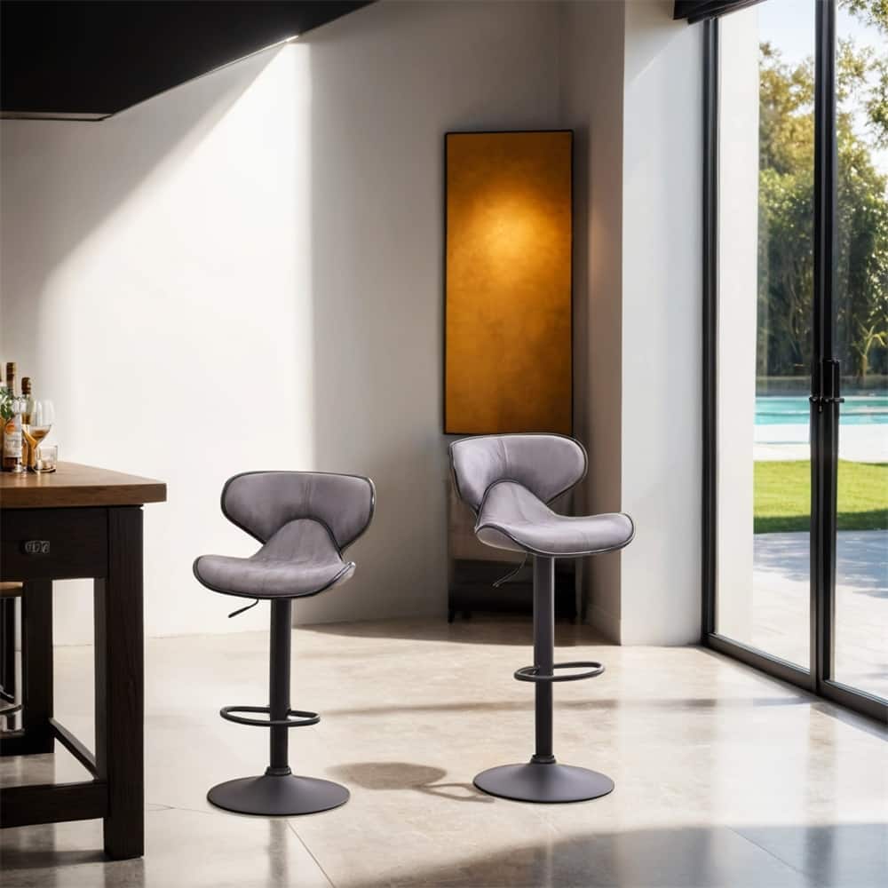 Upholstery Airlift Adjustable Swivel Barstool w/Chrome Base,Set of 2