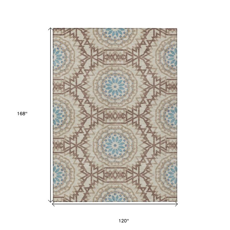 HomeRoots Floral Medallion Transitional Rectangle Outdoor Rug