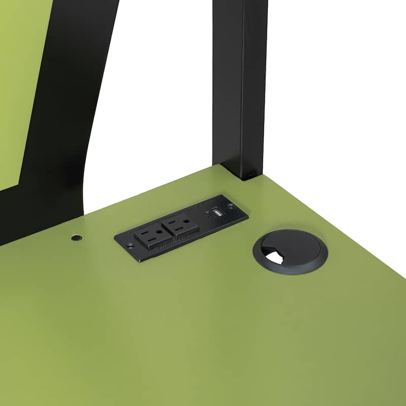 Esports Loft Bed Full Over Full Bunk Bed Frame with Side Mounted Desk, Light Strip, Charging Station and Cable Grommet