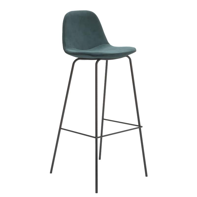 Maxine Velvet Bar Height Stools Black Legs (Set of 2) - Ocean Velvet