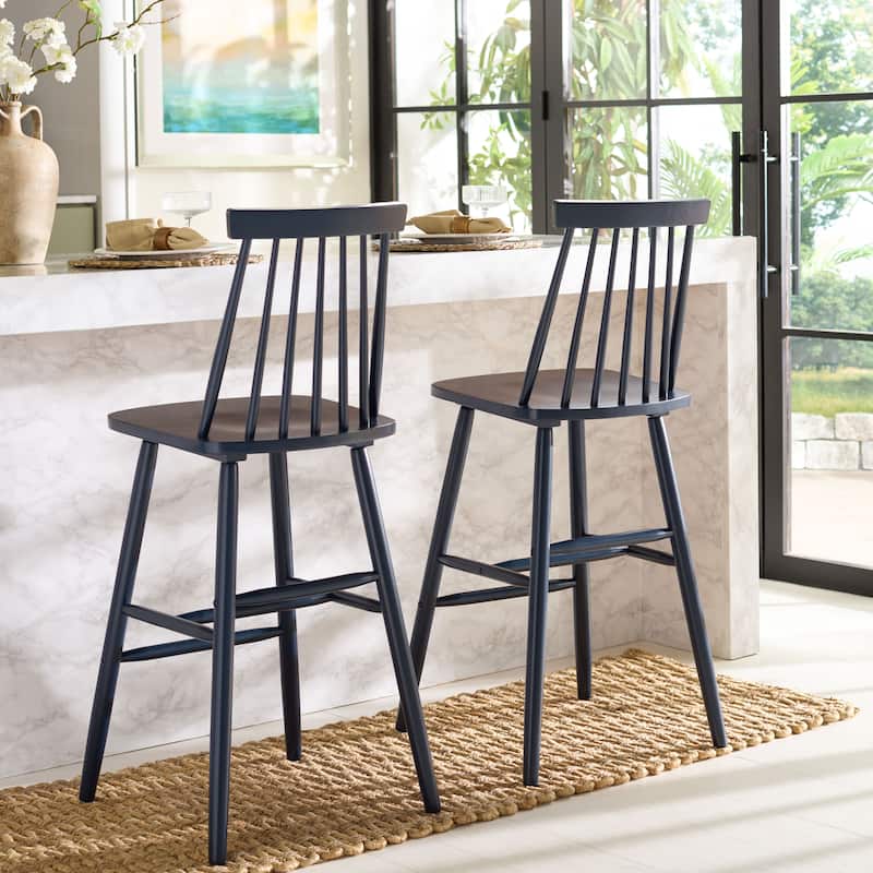 SAFAVIEH Zillah 24-inch Spindle Farmhouse Counter Stool (Set of 2) - 17.7" x 20.5" x 39.1" - 18"W x 21"D x 39"H