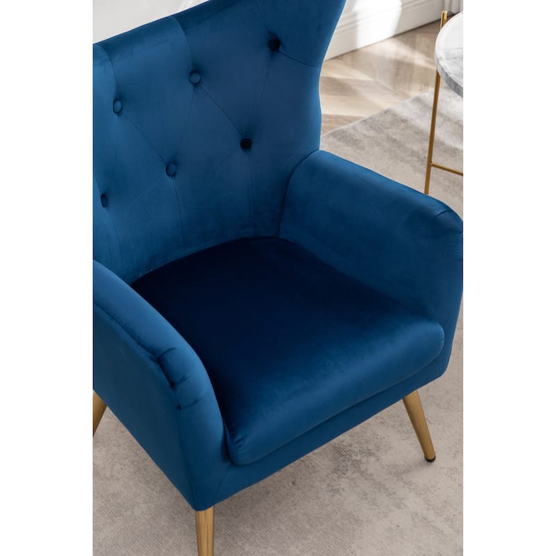Blue 30.25" Velvet Button Tufted Accent Chair