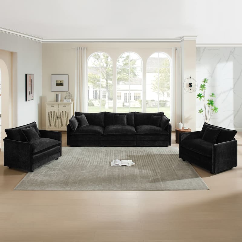 Cloud Chenille Upholstered Modular Sectional Sofa with DIY Combination Design