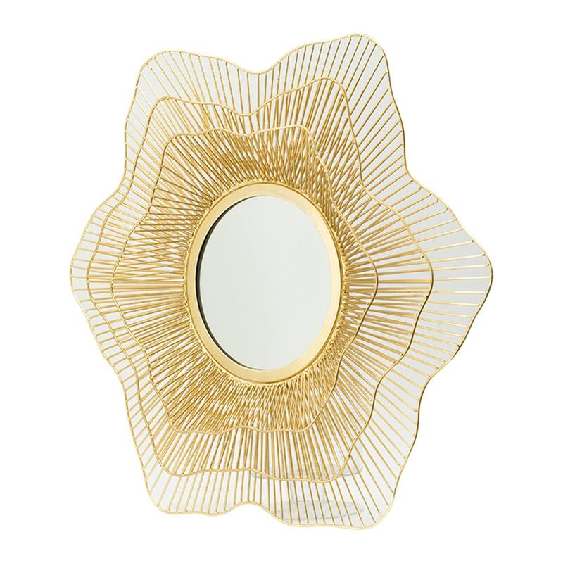 Metal Wall Mounted Mirror - Home Decor for Bathroom, Living Room - Gold