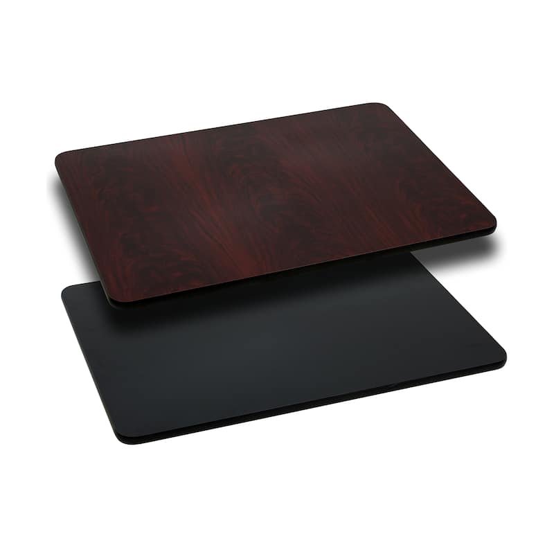 30'' x 42'' Rectangular Table Top with Reversible Laminate Top - Black/Mahogany