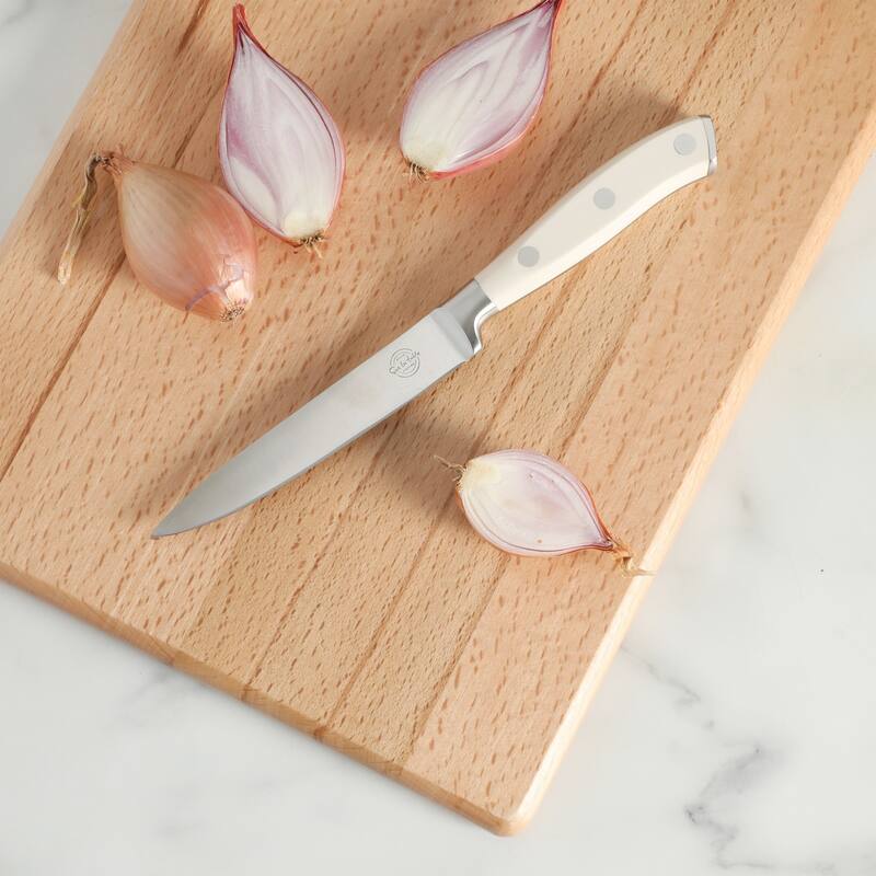 Sur La Table Kitchen Essential Tasting Kitchen German Steel Forged Full Tang Prfessional Knife with White Handle