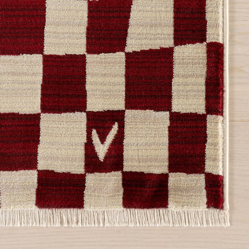 Nuloom Dominique Abstract Checkered Fringe Area Rug