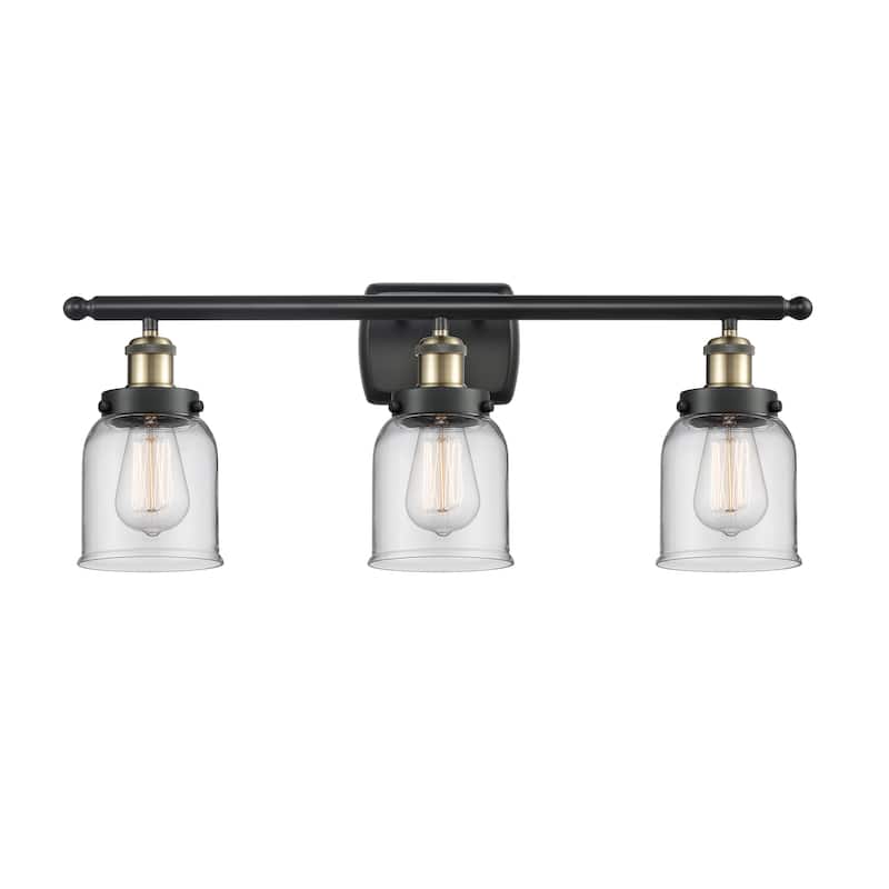 Innovations Lighting Ballston Urban Bell - 3 Light 26" Bath Vanity Light - Clear/Black Antique Brass