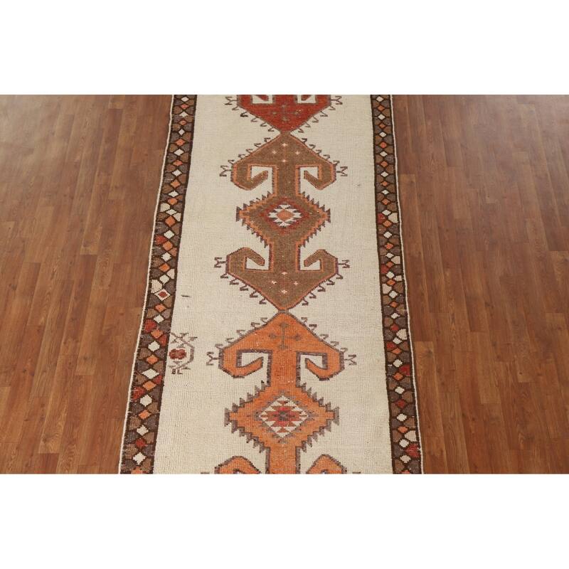 Anatolian Runner Rug Handmade Oriental Wool Carpet - 3'11"x 12'4"