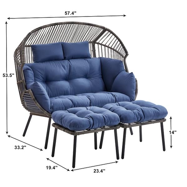 dimension image slide 3 of 6, Gymojoy Double Wicker Egg Chair Outdoor Oversized Egg Chair