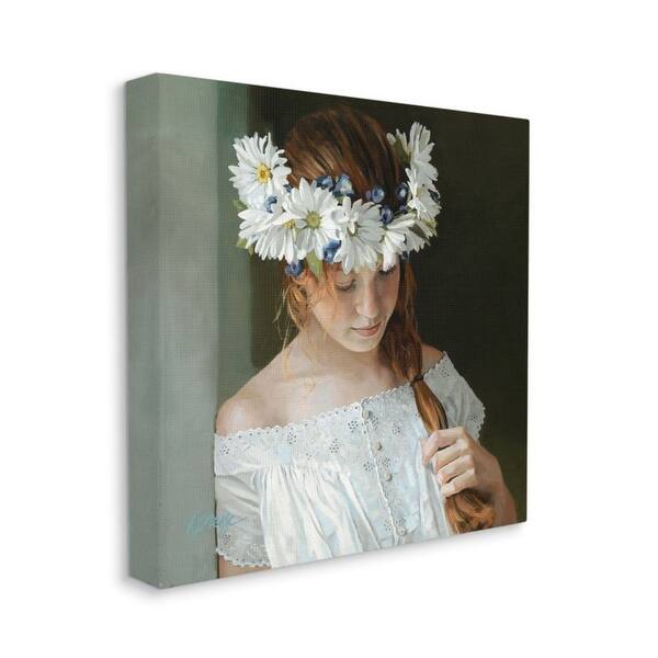 Shop Stupell Industries Girl With Red Hair And Floral Daisy Crown Canvas Wall Art Overstock 31941623