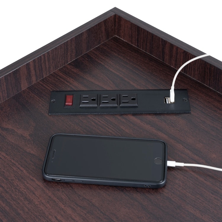 Corner Cabinet with USB Ports and Outlets Corner Cube Storage for Small Space Wooden Storage Cabinet