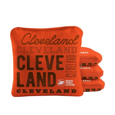 Cleveland Football Orange Dual Sided Cornhole Bags