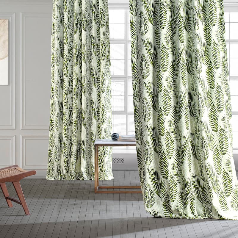 Exclusive Fabrics Ginsberg Modern Botanical Printed Cotton Room Darkening Curtains - Single Panel (1 Panel)