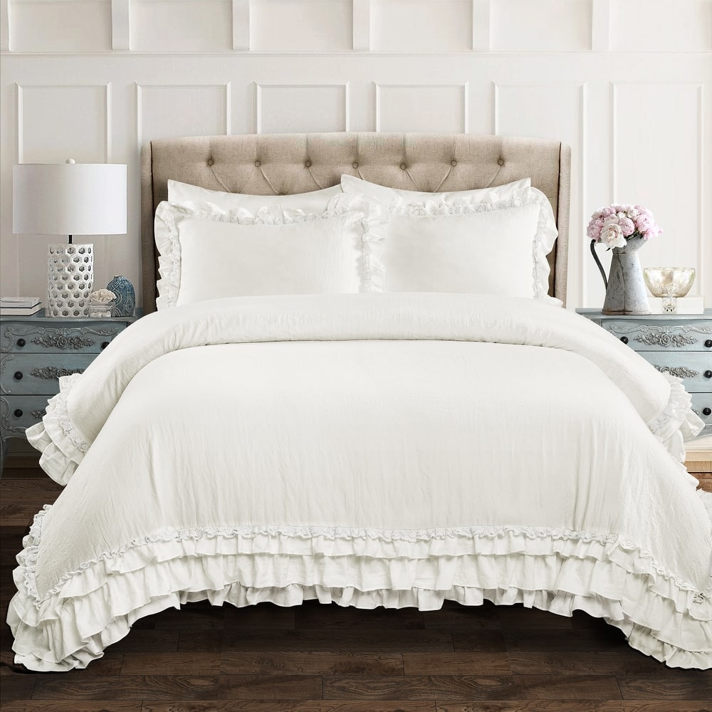 Silver Orchid Gerard Shabby Chic Ruffle Lace Comforter Set