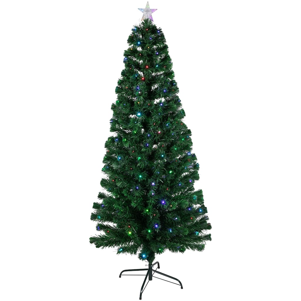 6' LED Color Changing Fiber Optic Christmas Tree with Star Tree Topper - 6 Foot