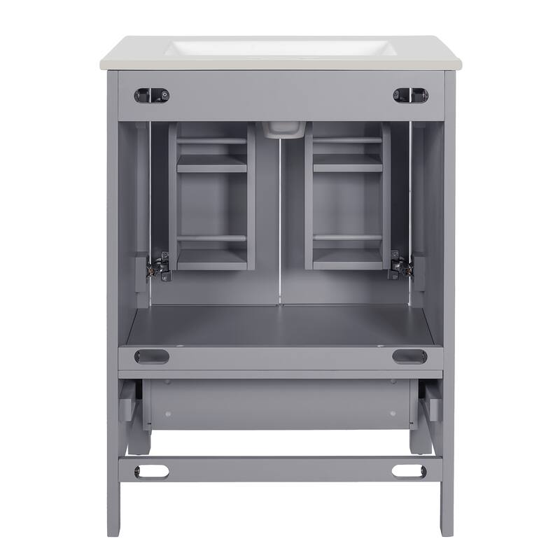 Bathroom Vanity with Sink, Multi-Functional Bathroom Cabinet, Bathroom Vanity with Door Shelf, Soft-Close Doors & 1 Drawer
