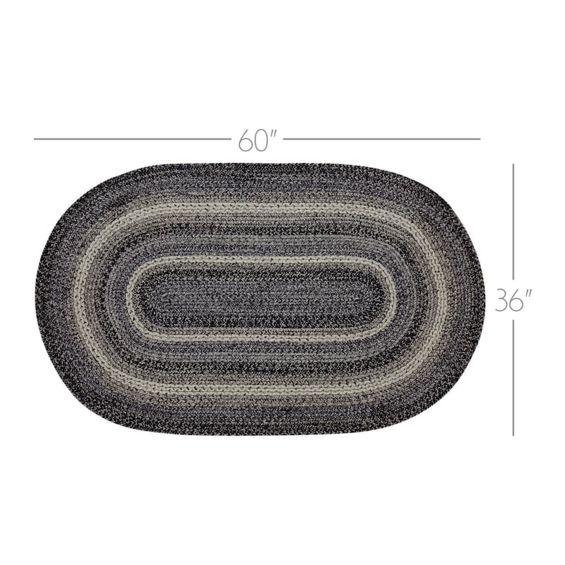 Sawyer Mill Black White Jute Rug Oval w/ Pad 36x60