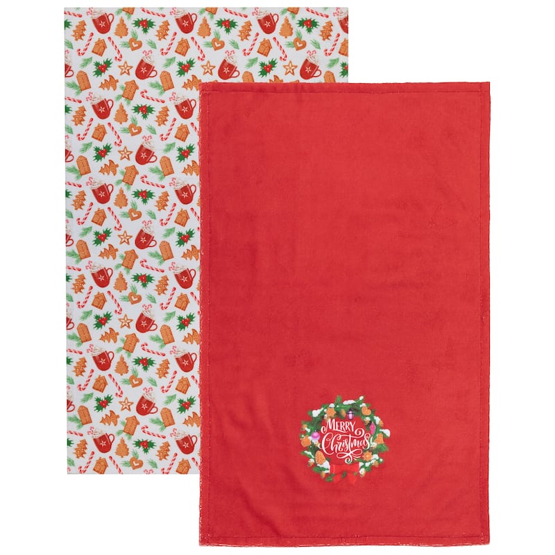 Merry Christmas Kitchen Tea Towels - 26" - Set of 2