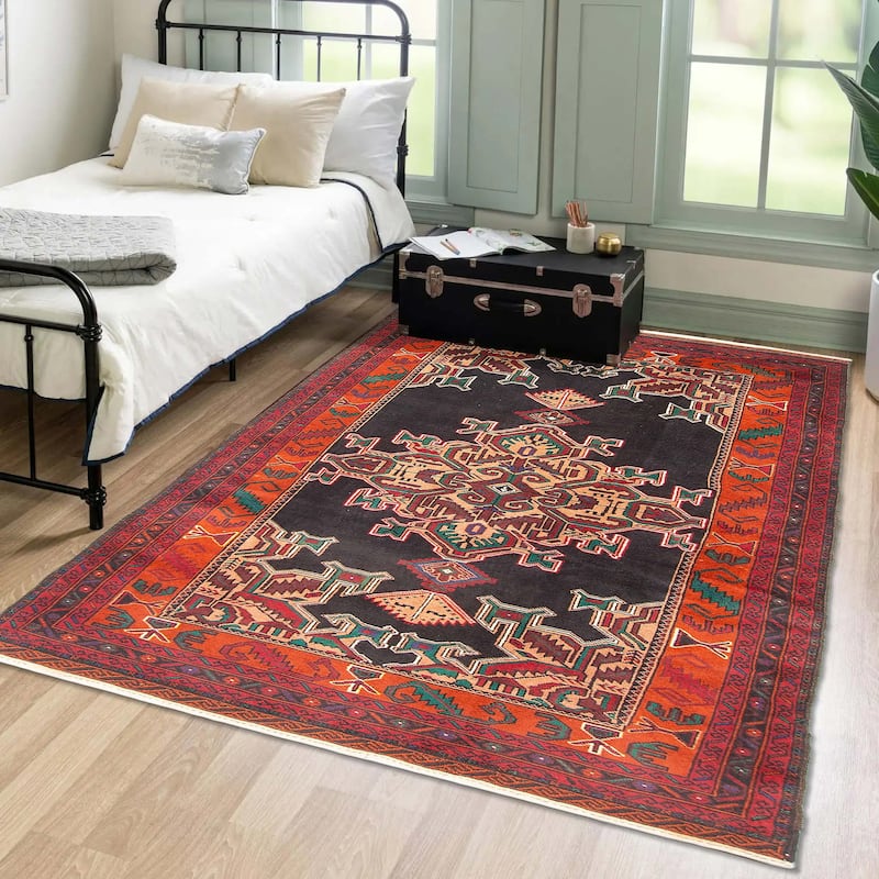 ECARPETGALLERY Hand-knotted Teimani Black Wool Rug - 3'10 x 6'7