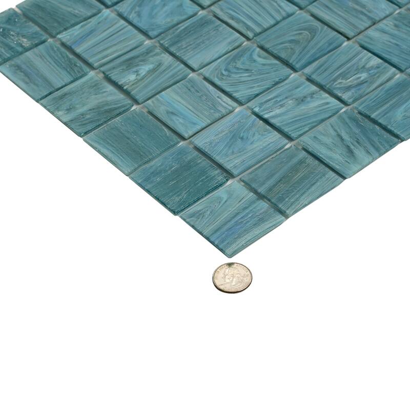 Apollo tile 12" x 12" Celestial Glossy Yale Blue Glass Tile (10 sq ft/case) - 10 Pack