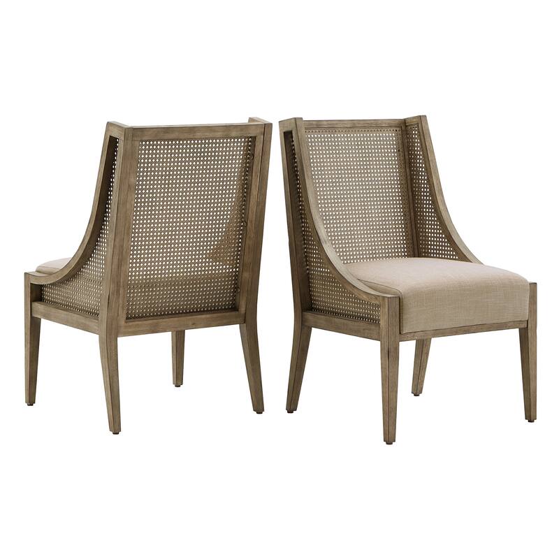 Celann Antique Grey Oak Cane Accent Chairs (Set of 2) by iNSPIRE Q