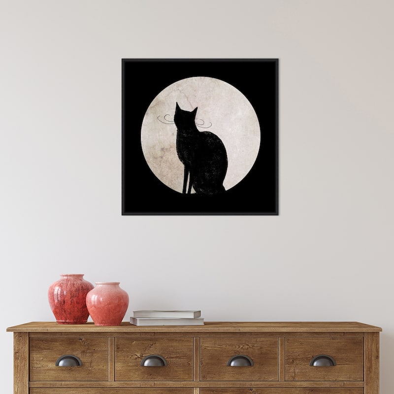 Amanti Art Mystic Moon I Cat Framed Canvas Wall Art