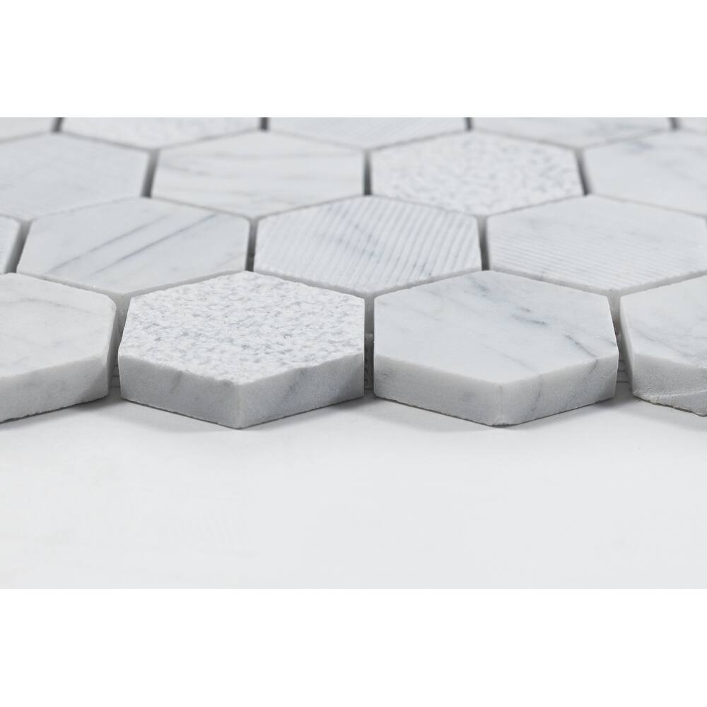 Industry Tile Carrara White 2" Hexagon Mosaic Matte (10 pc/ case)
