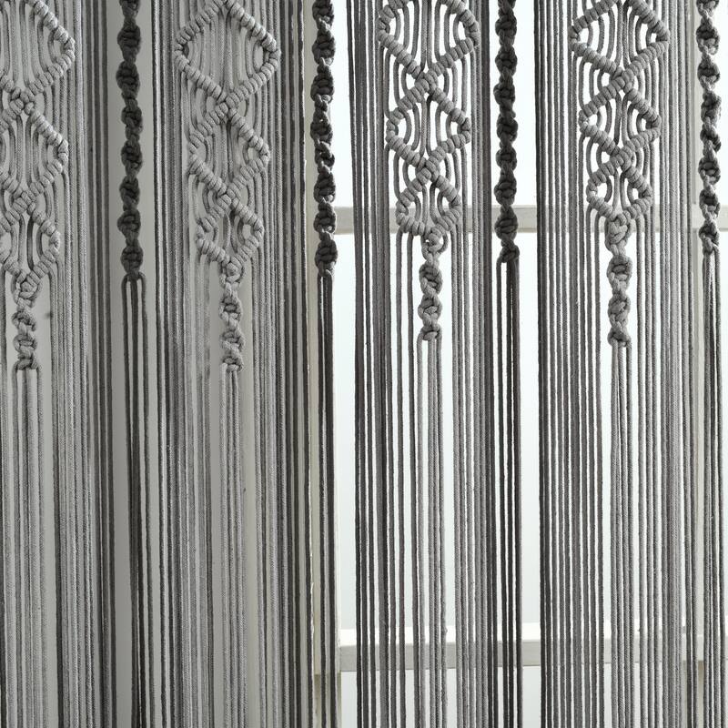 Lush Decor Boho Macrame Textured Cotton Window Curtain/Room Divider/Doorway/Wall Decor