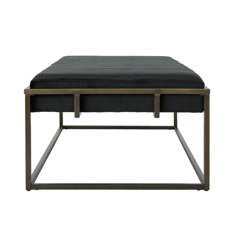 Upholstered Metal Ottoman Bench, Brown