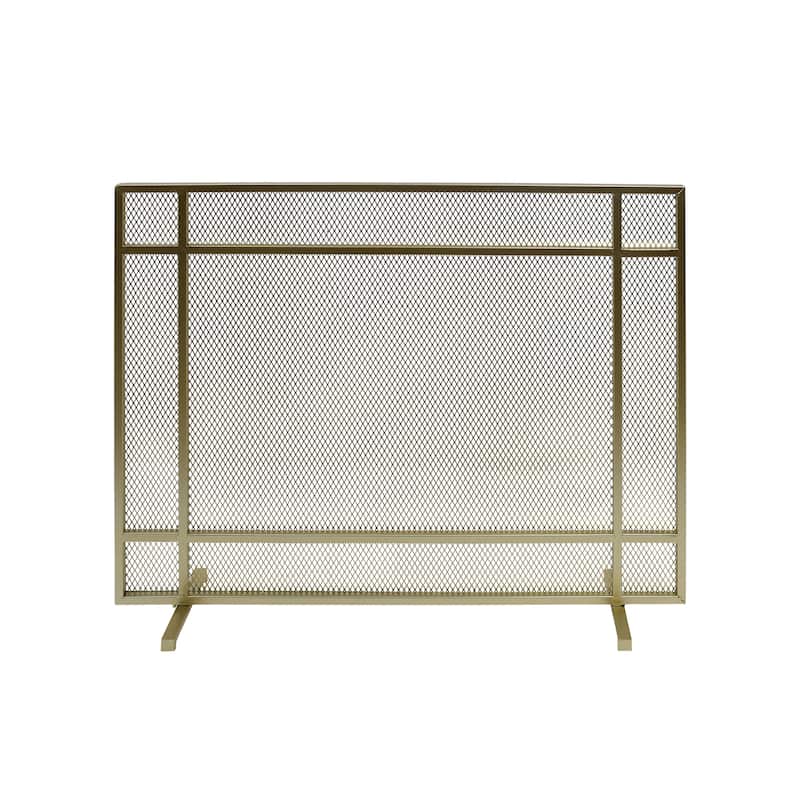 Roomfitters Minimalist Fireplace Screen, Single-Panel Design with Sleek Frame and Durable Mesh for Stylish, Functional Fireplace